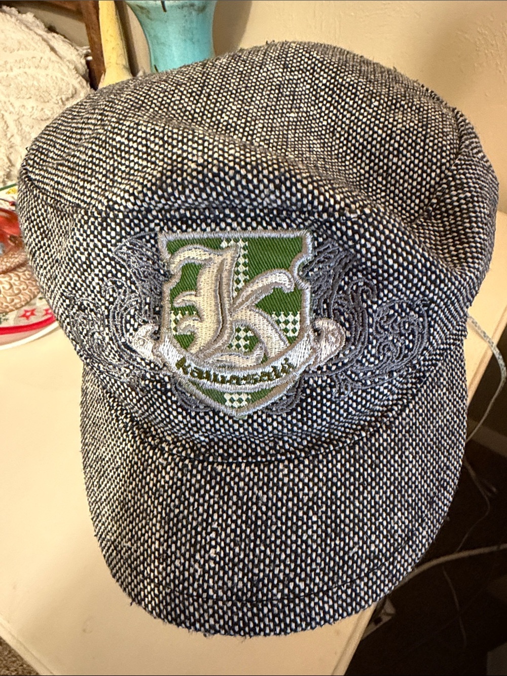 Kawasaki Newsboy Hat Women's 20% Wool Tweed Size Med/Lrg Small Brim